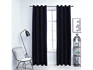 Lot de 2 rideaux occultants, rideaux black-out avec anneaux velours noir 140x245 cm cf44828