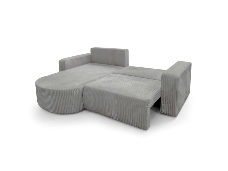  Kiara - canapé d'angle compact réversible et convertible 4 places en velours côtelé épais  - Conforama C