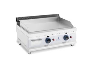 Plancha à gaz en inox grill professionnel 60 cm 2 zones de cuisson 2 x 3 100 watts (plaque 60 x 40 cm, 20 mbar, gaz naturel, 50 - 300 °c, lisse, évacue la graisse) 14_0004038