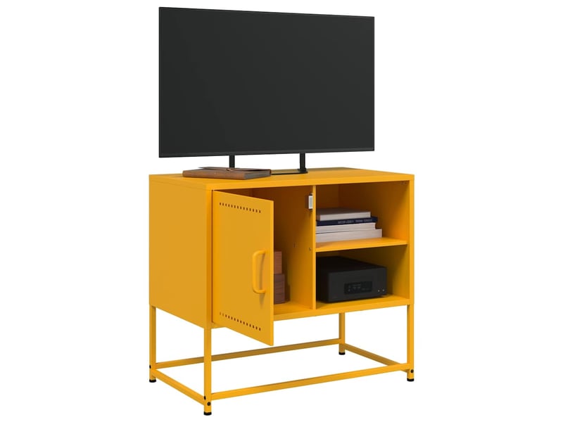  Meuble tv - banc tv - meuble de rangement jaune moutarde 68x39x60,5 cm acier  - Conforama D