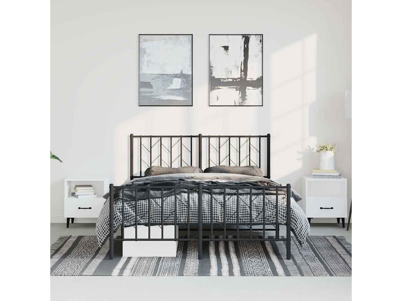  Lit double- lit adulte -  cadre de lit métal sans matelas avec pied de lit noir 150x200cm  - Conforama B