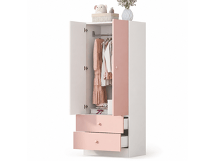 Armoire 2 porte(s) battante  2 tiroir(s)   coloris rose largeur 70 cm