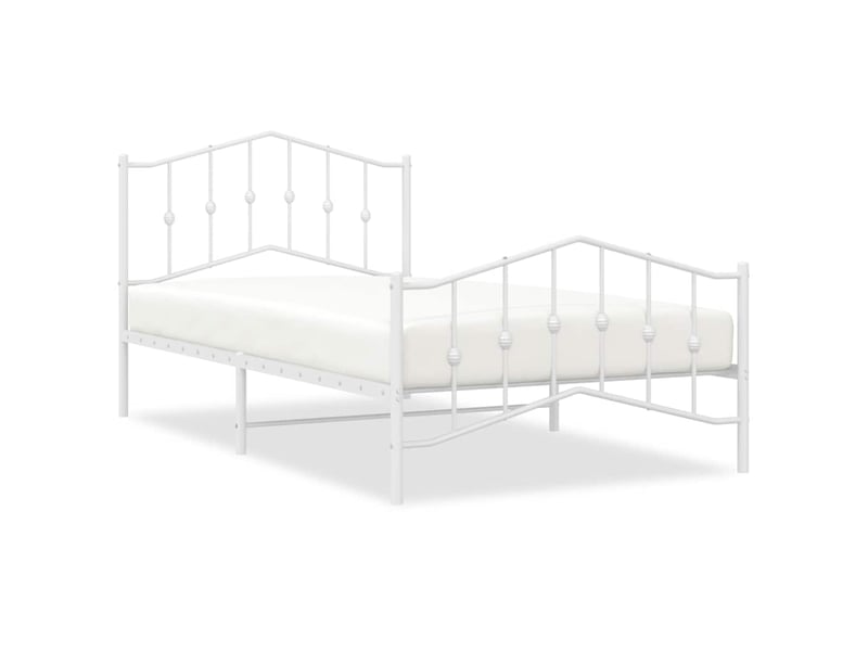 Lit simple- lit adulte -  cadre de lit métal sans matelas et pied de lit blanc 100x200 cm  - Conforama A