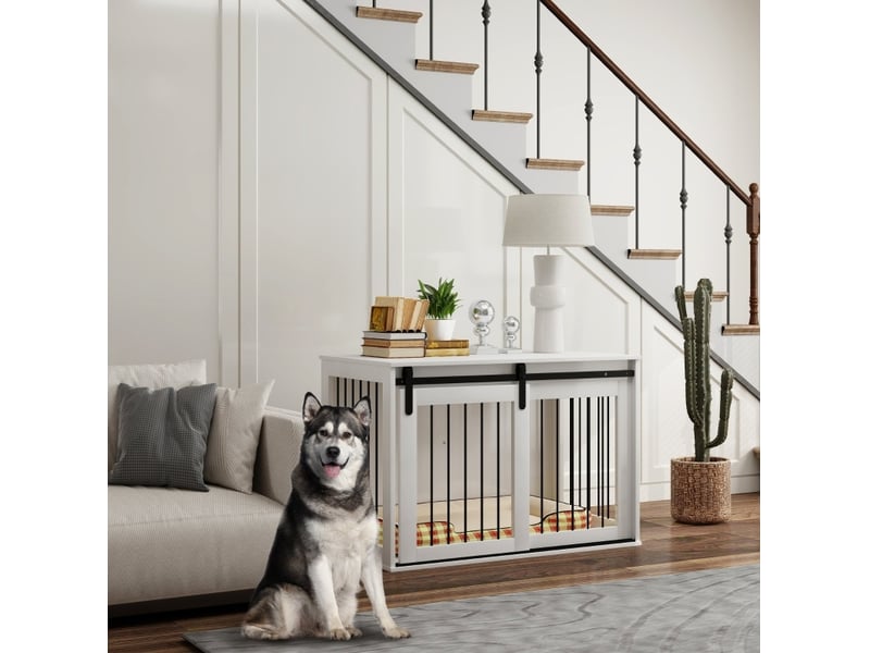  Meuble à porte coulissante 98x58x61 cm avec ventilation bois blanc  - Conforama B