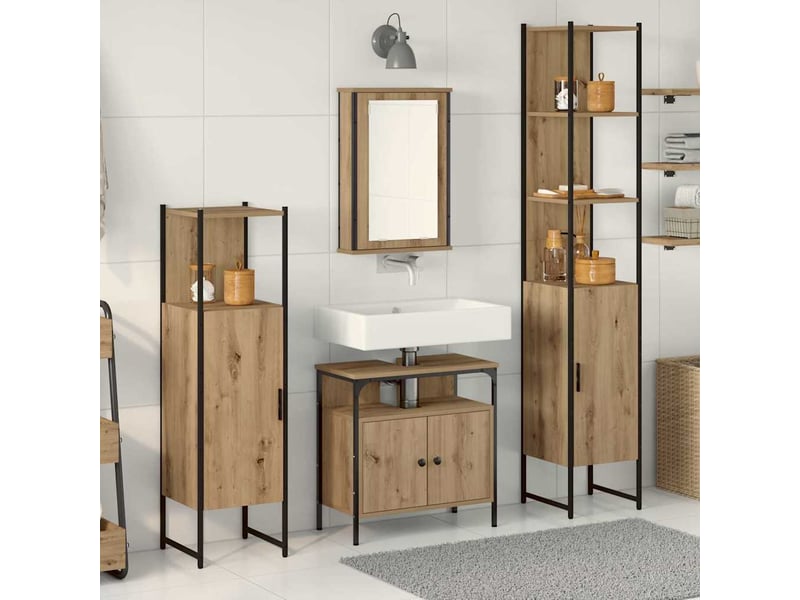  Ensemble de mobilier de salle de bain 4 pc chêne artisanal cf64504  - Conforama B