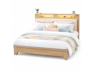 Lit avec rangement 160x200 cm <strong>CHICFURN</strong> <strong></strong> coloris beige
