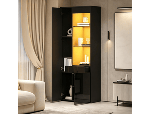 Vitrine coloris noir 2 étagère(s) <strong>DESMIU</strong> <strong></strong> - 70 cmx180 cm
