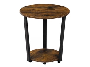 Table d'appoint ronde avec 2 étagères en bois et métal marron rustique ø50x53 cm