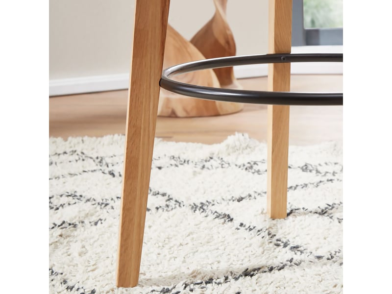  Table de bar ronde 60x110 cm décor blanc et chêne  - Conforama E