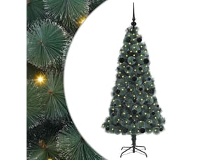 Sapin de noël, arbre de noël artificiel pré-éclairé avec ensemble de boules shl5384