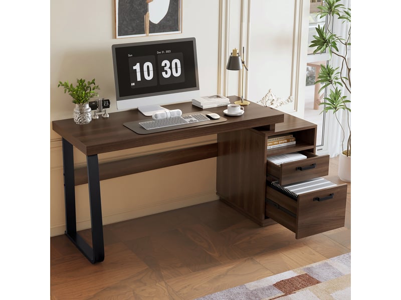  Bureau 161 cm coloris marron bureau marron - Conforama B