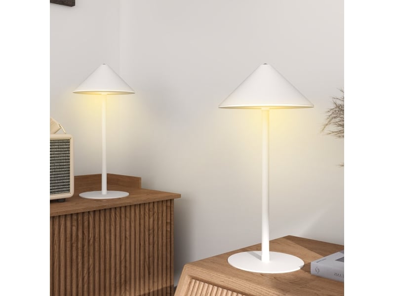  Lot de 2 lampes de table led 15x31,5 cm 3 couleurs de lumière usb a+c à toucher métal blanc  - Conforama C