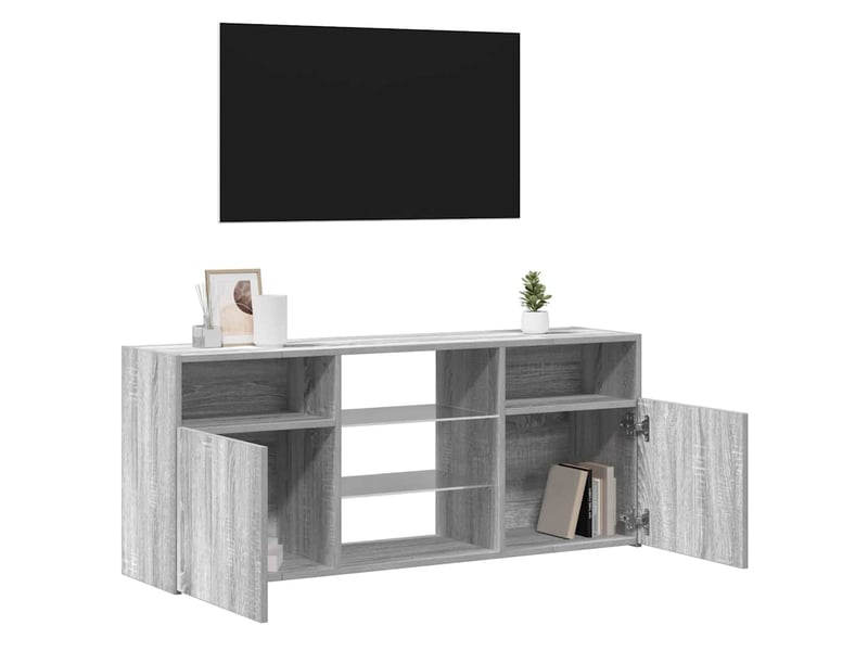  Meuble tv - banc tv - meuble de rangement avec lumières led sonoma gris 120x30x50 cm  - Conforama E