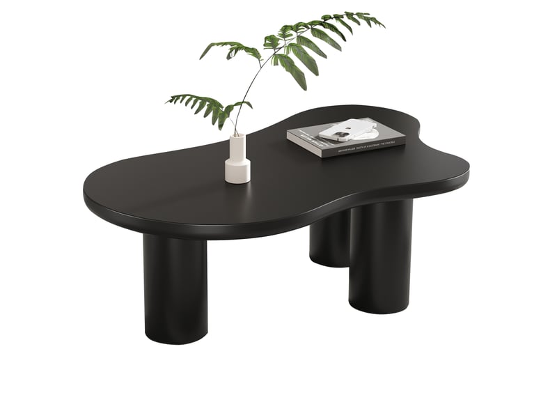  Table basse ulevr forme nuage irrégulière 107 x 66 x 40,5 cm, plateau mdf et pieds pvc noirs  - Conforama A