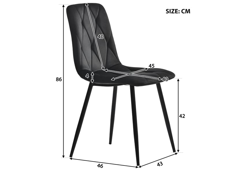 Ensemble table à manger 117x68x75 cm, 4 chaises velours noir, meuble salon, plateau mdf effet marbre, pieds métal noir  - Conforama C