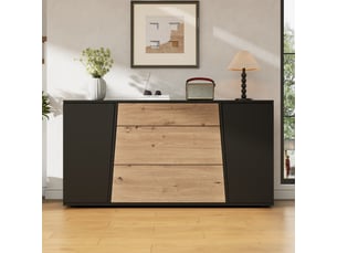 Buffet 2 porte(s)  3 tiroir(s) <strong></strong> <strong></strong> - 140 cm coloris noir 