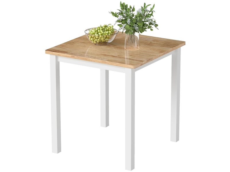 Table de salle à manger pour 2 à 4 personnes avec piétement renforcé, en bois d'hévéa, chêne, 69 × 69 × 75 cm - Conforama A