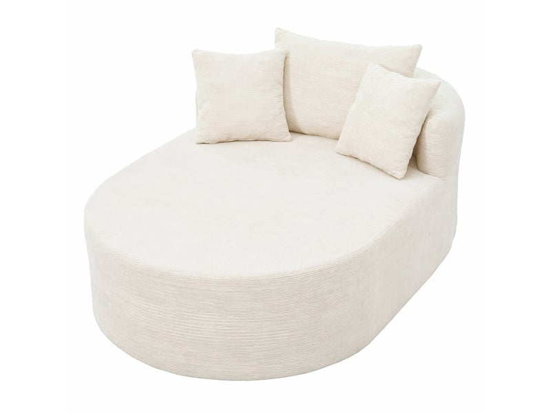 Fauteuil relax ovale à assise profonde sans montage  - coussin de soutien velours côtelé beige clair  - Conforama A