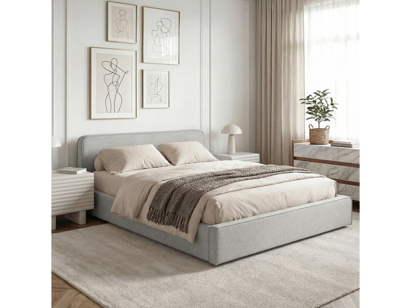  Lit simple belarti 120 x 190 cm rembourré, revêtement en tissu - gris clair  - Conforama B