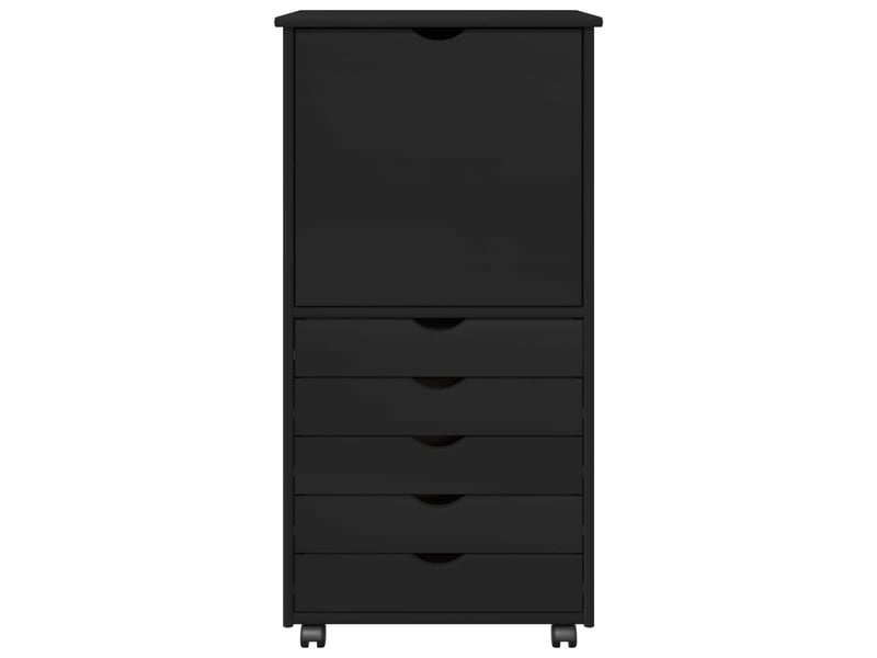  Caisson roulant de bureau, meuble de rangement 53 x 39 x 103 cm bois de pin massif noir  - Conforama E