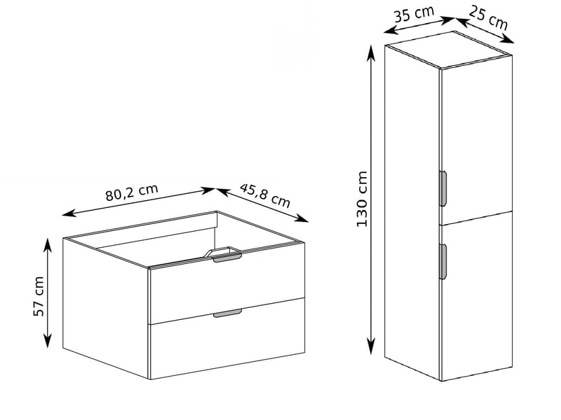  Ensemble meuble sous vasque et colonne novo l.80 cm cachemire mat  - Conforama C