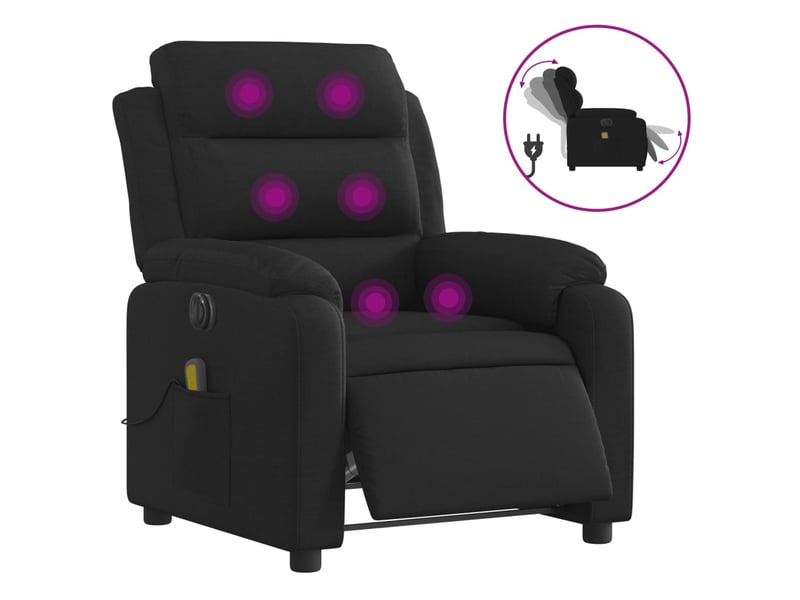 Fauteuil de massage inclinable électrique, fauteuil relax noir tissu shl83317 - Conforama A