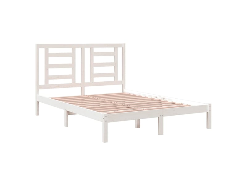  Lit double- lit adulte -  cadre de lit sans matelas blanc 140x200 cm bois de pin massif  - Conforama C