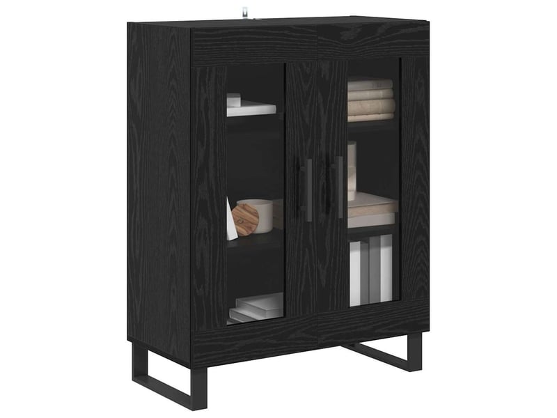  Buffet - bahut - meuble de rangement chêne noir 69,5 x 34 x 90 cm bois d'ingénierie  - Conforama C