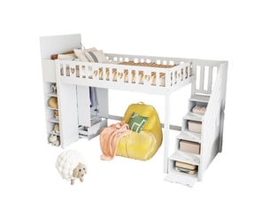 Lit mezzanine 90x200 cm WISHDOR   coloris blanc