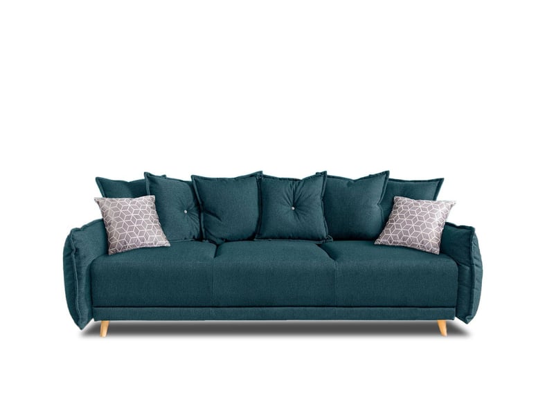 Canapé Convertible 3 Places Larson - Microfibre Marron - Style Industriel Avec Rangement