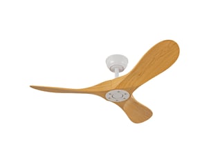Ventilateur de plafond 107 cm sans éclairage 3 pales abs blanc et naturel réversible 6 vitesses télécommande silencieux