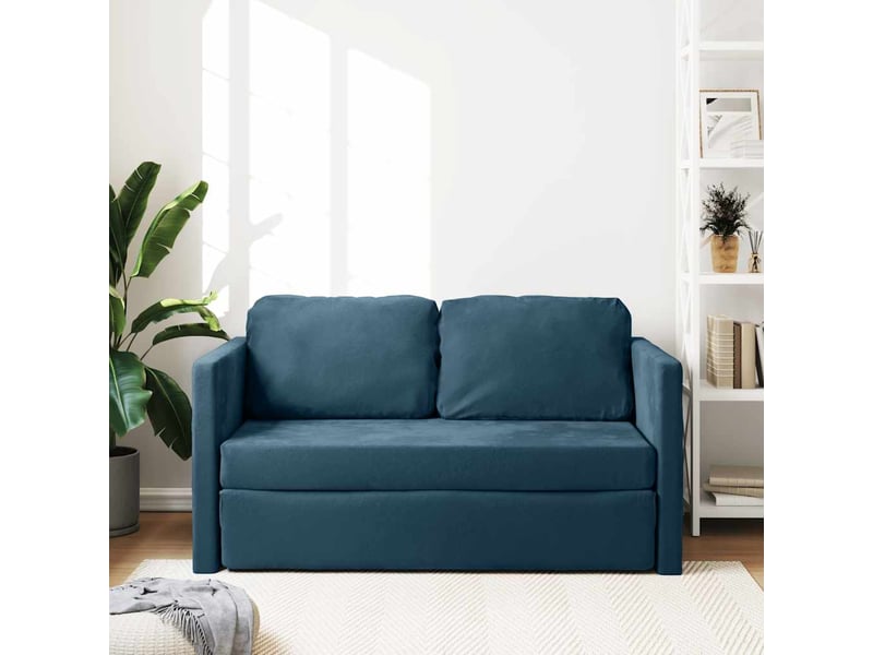 Canapé-lit 2 en 1 bleu 122x204x55 cm velours - Conforama C