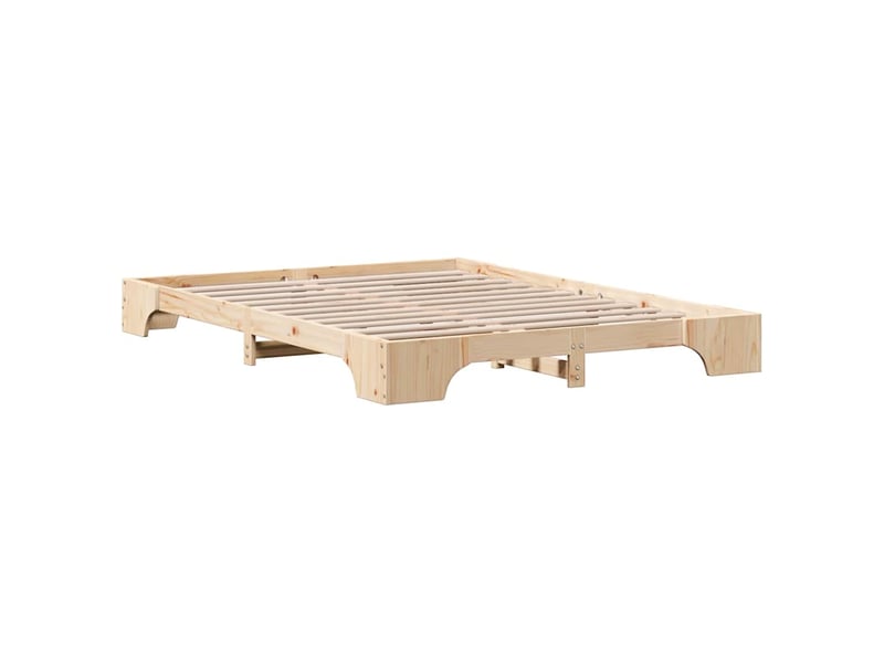 Lit double- lit adulte - cadre de lit naturel 150 x 200 cm pin massif - Conforama C