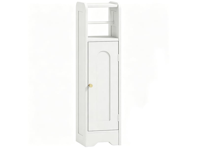  Meuble salle de bain meuble toilettes wc rangement étroit avec étagère réglable gain de place pour petits espaces blanc  - Conforama A