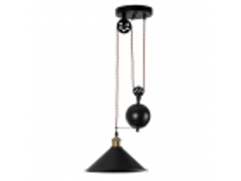  Suspension rustique ABRILA Triguero 1 lumière E27 noire et dorée, métal, hauteur réglable 80-130 cm, Ø29,5 cm, style farmhouse chic 132691009 - Conforama B