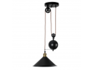 Suspension rustique ABRILA Triguero 1 lumière E27 noire et dorée, métal, hauteur réglable 80-130 cm, Ø29,5 cm, style farmhouse chic