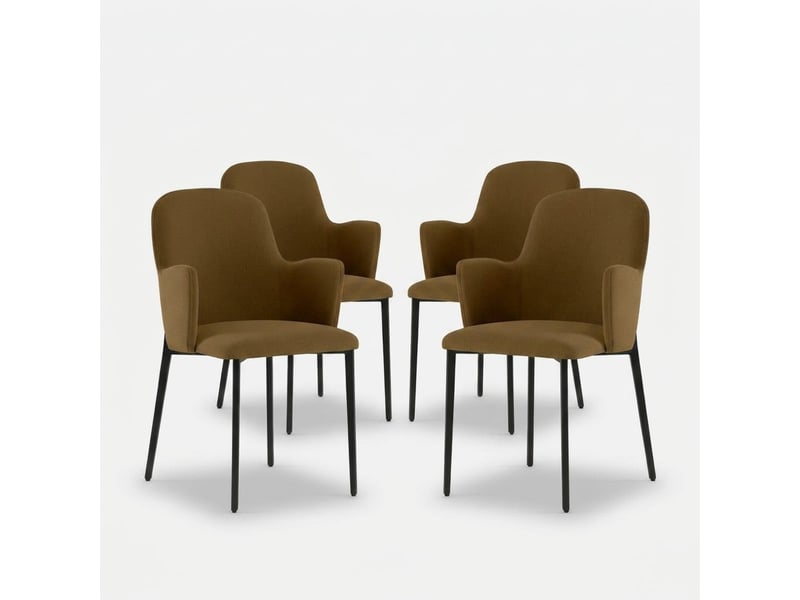  Lot de 4 chaises rembourrées en tissu facile à nettoyer flow - marron  - Conforama A