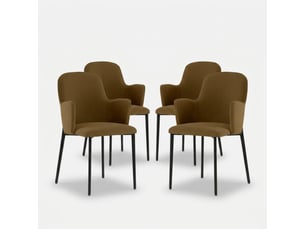 Lot de 4 chaises rembourrées en tissu facile à nettoyer flow - marron