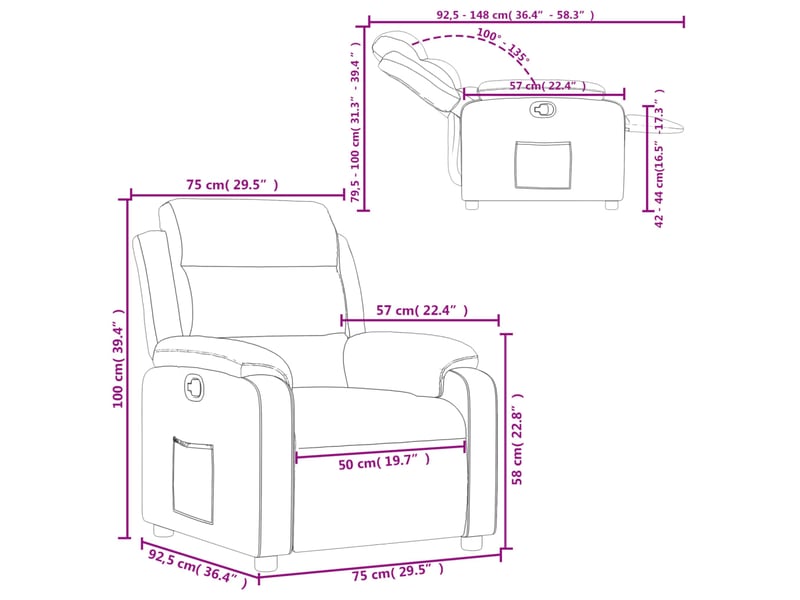  Vidaxl fauteuil inclinable rose velours  - Conforama C
