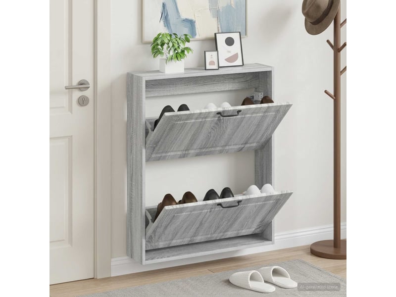  Meuble à chaussures mural, armoire à chaussures utrecht 71x17x86 cm sonoma gris  - Conforama B