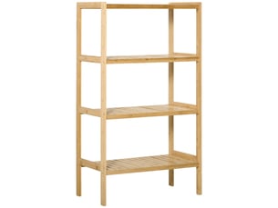 Étagère bambou 4 niveaux, bureaurangementcuisinesalle de bain, bambou naturel, 62x33x112 cm.