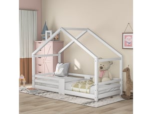 Lit cabane 90x200 cm <strong>REDOM</strong> <strong></strong> coloris blanc