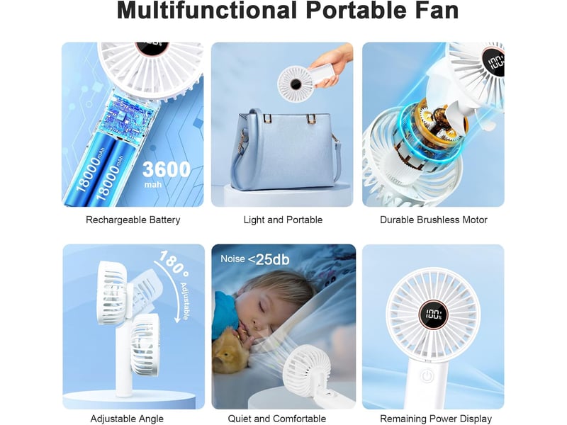  Mini ventilateur portable, 3600mah usb ventilateur de poche rechargeable  - Conforama D