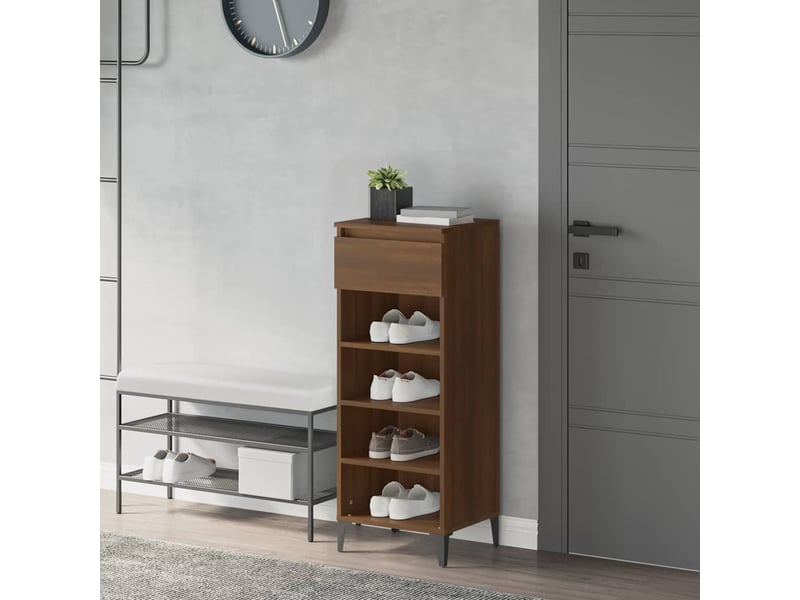  Meuble à chaussures, étagère à chaussures chêne marron 40x36x105 cm bois ingénierie  - Conforama B