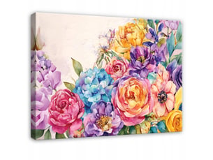 Tableau décoration murale impression sur toile fleurs abstrait coloré - 100x70 cm - tableau décoration murale chambre et salon