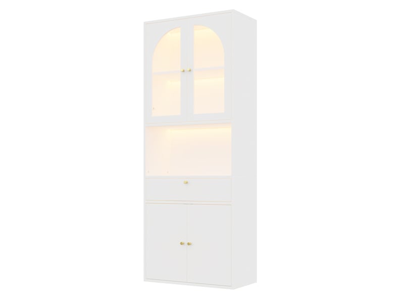  Vitrine de rangement 70x35x180 cm – blanc – led rgb connectées, dimmables avec minuteur via application  - Conforama D
