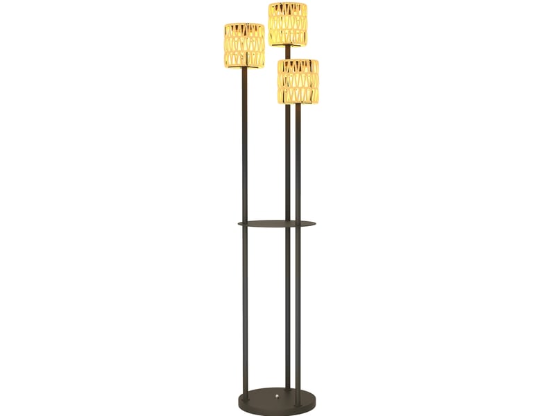  Lampe solaire extérieure 37x37x144 cm trois lumières style bohème jaune  - Conforama A