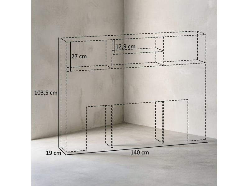 Tête de lit tcqpz avec rangement 140 x 19 x 103,5 cm 4 compartiments ouverts blanc  - Conforama C