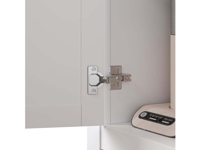  Buffet haut 104 x 40 x 180 cm blanc en mdf, 5 portes, éclairage led à couleurs variables par application  - Conforama E