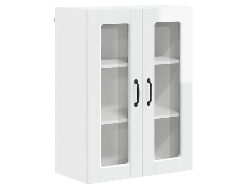  Meuble mural de cuisine, cabinet en verre mural blanc brillant 60x31x80cm shl7404  - Conforama A